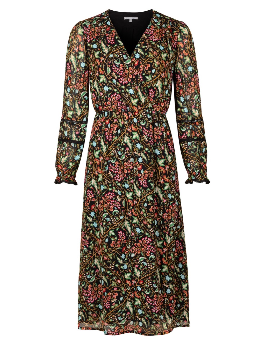 OLIVER BONAS Floral Vines Long Sleeve Midi Dress